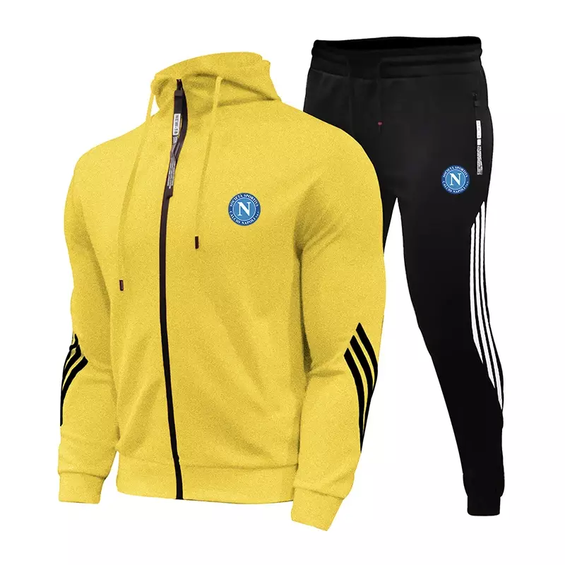 2023 Spring And Autumn Plus Size 3XL Men Striped Tracksuit Hooded Jogger Running Outdoor Sport Wear Fitness 2 Piece Sports Set