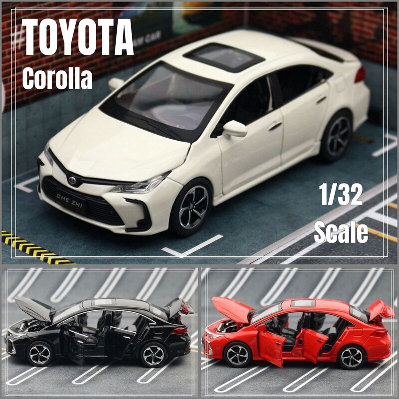 1/32 Toyota Corolla hybrydowa zabawka samochód dla dzieci odlew ze stopu metali miniaturowy Model odciągania dźwięku i światła kolekcja prezent dla dzieci