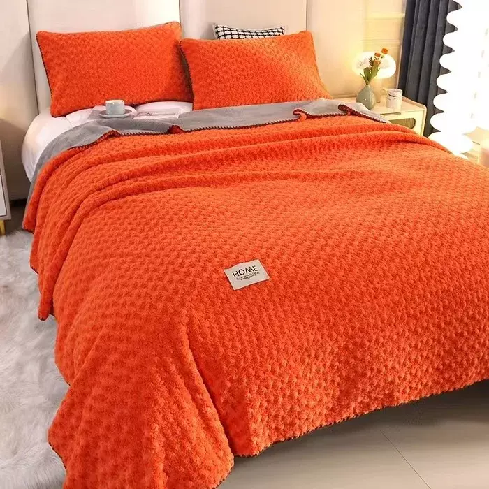 ผ้าห่มขนกระต่ายลายกุหลาบผ้าห่มขนกระต่ายผ้าแคชเมียร์มัลติฟังก์ชั่นผ้าห่มผ้าปูเตียงใยนม