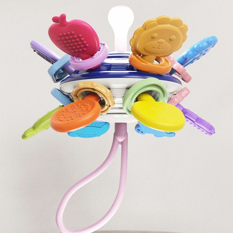 Giocattoli per la dentizione sensoriali per bambini colorati UFO palla per afferrare durevole giocattolo per bambini animali di sicurezza frutta cattura a mano abilità motorie a sfera