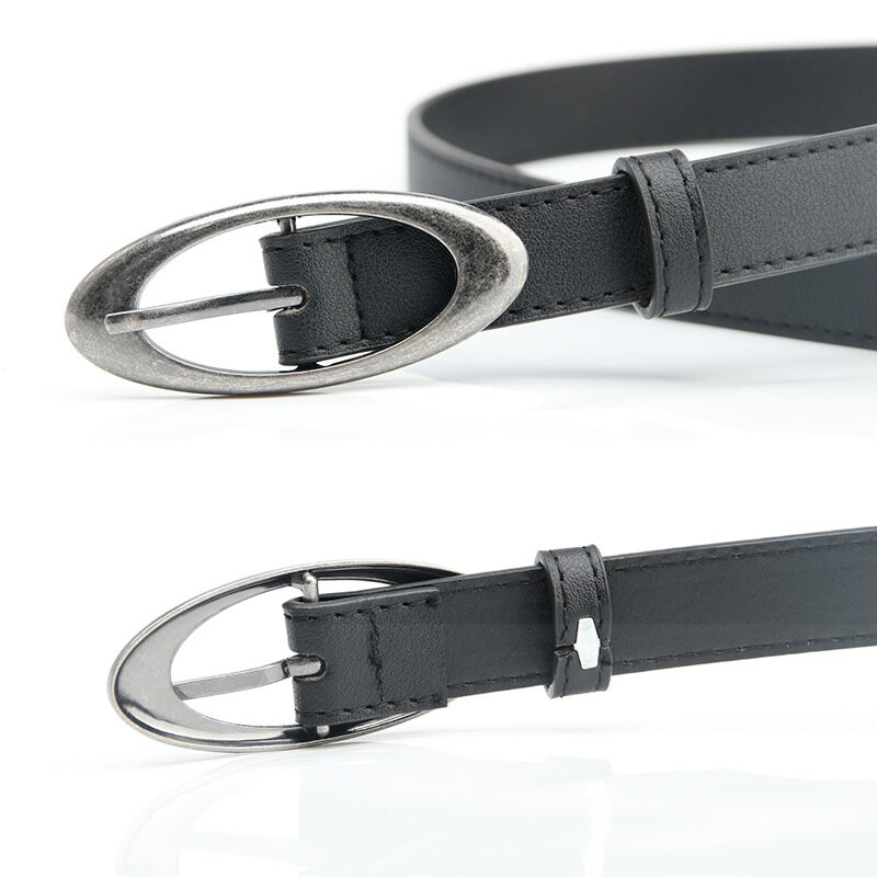 Cinturón con hebilla de aleación Ovalada para mujer, cinturón sencillo de PU de alta calidad con Jeans y pantalones, accesorios para mujer, nueva pretina