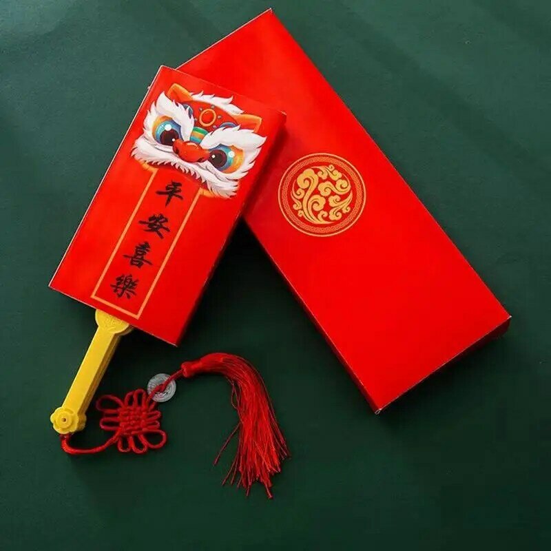 赤いドラゴンの年のファンの形をした封筒,新しい年の装飾のための赤いポケット,春のフェスティバルのためのラッキーパケット,お金のための封筒