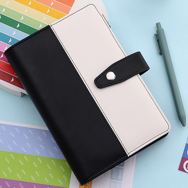 Macaron สี Budget Planner ซองจดหมายเงินสด Savings 6หลุม Binder A6 PU Binder Notebook Binder Shell