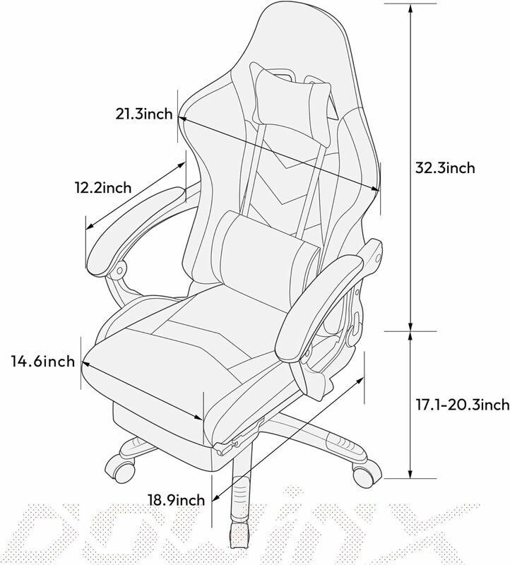 Dowinx-Cadeira ergonômica de corrida, reclinável com massagem, suporte lombar, poltrona de escritório para computador, couro PU E-Sport