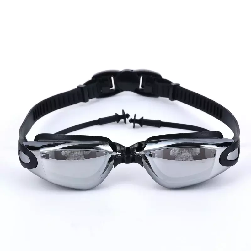 Óculos de natação profissionais para homens e mulheres, óculos impermeáveis e anti-nevoeiro com tampões para piscina e adulto
