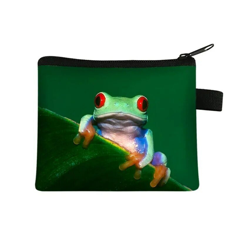 파충류 개구리 카멜레온 거미 뱀 프린트 동전 지갑, 신용카드 홀더 돈 동전 가방, 소녀 지갑, 작은 핸드백 귀여운 지갑