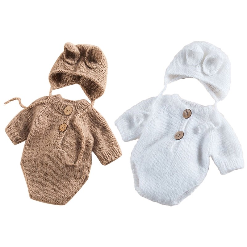 1 Set Set Baju Monyet Topi Bayi Rajutan Alat Peraga Fotografi Bayi Baru Lahir Pakaian Pemotretan Bayi