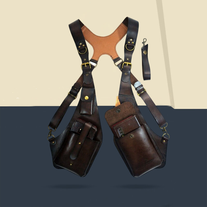 Bolsa de ombro arnês steampunk dupla carteira axilas saco cintura pacote anti para homens