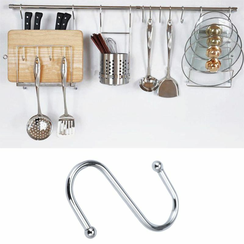 Ganchos en forma S acero inoxidable para colgar ollas, sartenes, tazas, bolsos, utensilios cocina y utensilios