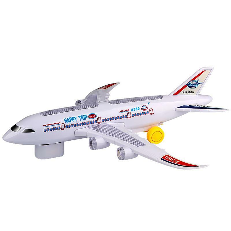 Brinquedo de avião movido a fricção com luz e som para crianças, ação Bump and Go, avião montado DIY para meninos e meninas, 3