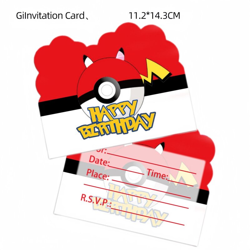 Tarjetas de invitación de cumpleaños de Hello Kitty, tarjetas de felicitación de la patrulla canina, Pikachu Pokemon, suministros para fiestas de cumpleaños