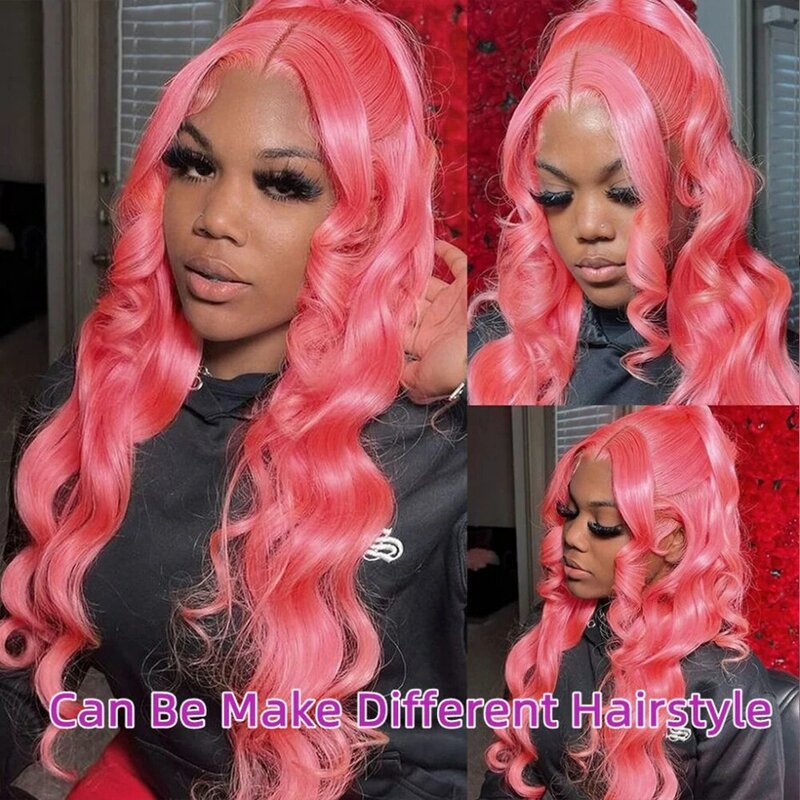 Sogreat-Peluca de cabello humano ondulado para mujer, postizo de encaje Frontal, color rosa, 13x4, 13x6, Hd, brasileño, 613