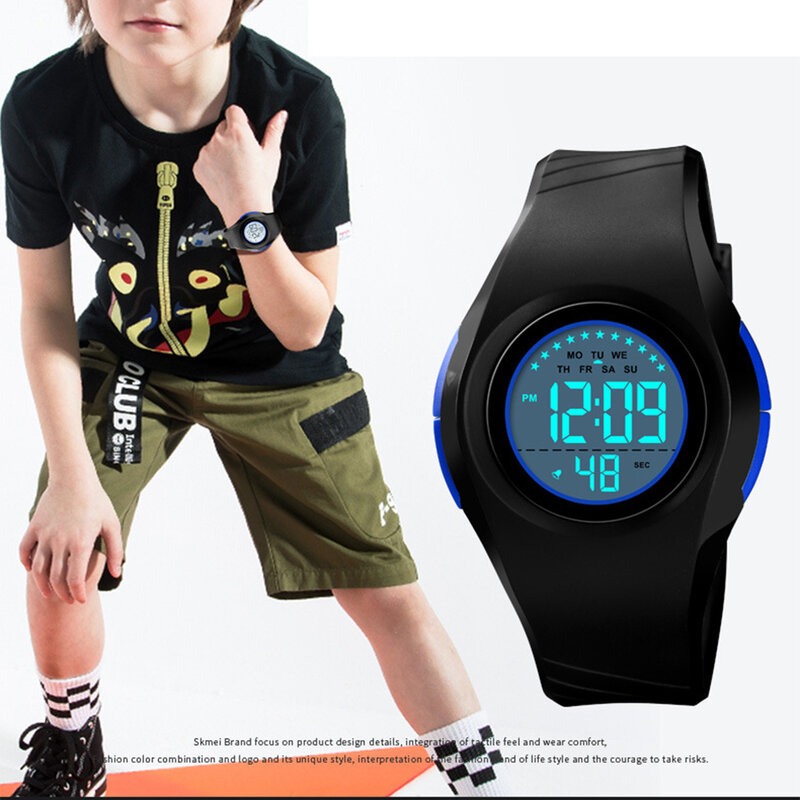 Водонепроницаемые детские цифровые часы приключения и водные виды спорта функция будильника детские часы