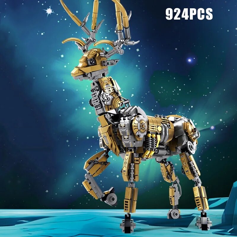 Kreatywne 924 szt. Klocki Mecha Mecha jelenia do domu Ornament dekoracyjny klocki DIY zabawki dla dzieci prezent dla dorosłych