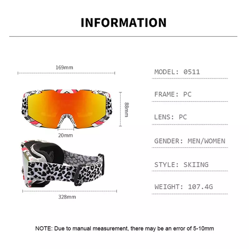 AIELBRO-Óculos de esqui à prova de vento para snowmobile, máscara snowboard, óculos de proteção, inverno