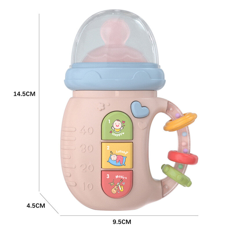 Mamadeira musical para bebê recém-nascido, chupeta, mordedor macio, chocalhos, brinquedo educativo, chocalhos móveis, música vocal calmante, 0-12M