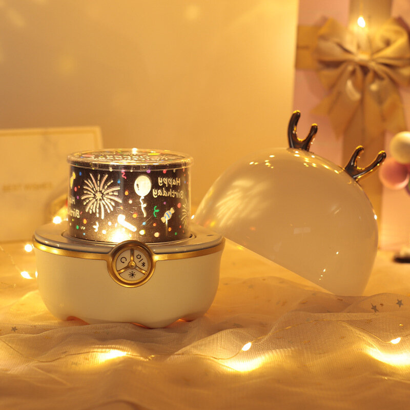어린이 크리스마스 생일 선물 로맨틱 스타 프로젝션 램프, 귀여운 애완 동물, 창의적인 어린이 분위기 램프
