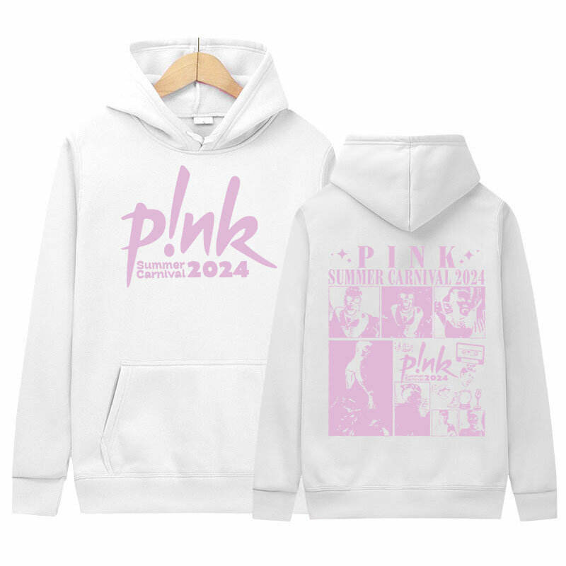 P!nk rosa Sänger Sommer Karneval 2024 Tour Hoodie Männer Frauen Hip Hop Retro Pullover Sweatshirt Mode Ästhetik übergroße Kapuze