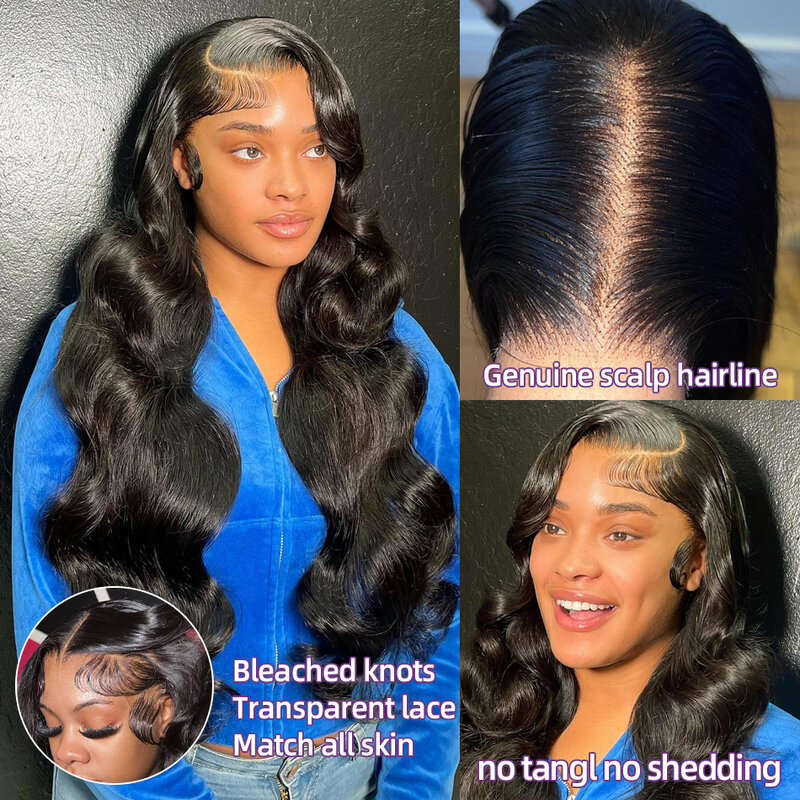 Peluca de cabello humano ondulado para mujer negra, postizo de encaje frontal transparente, 13x4, 13x6, 30, 34 y 40 pulgadas, estilo brasileño, Hd
