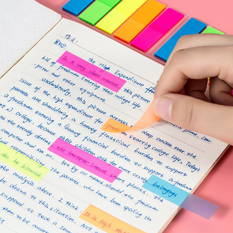 100 folhas notas pegajosas marcadores notas pegajosas adesivos fluorescentes notas pegajosas autoadesivas material escolar pegajoso