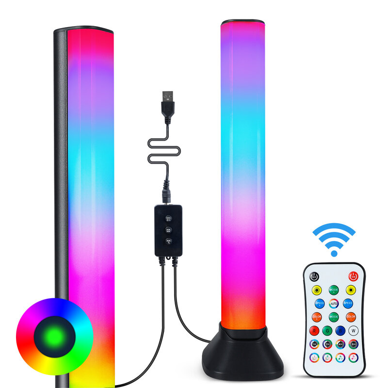Flow Light Bar Smart RGB ไฟควบคุมจังหวะด้วยเสียงแบบชาร์จไฟได้ชุดซิงค์เพลงระดับ LED ไฟรอบรถ