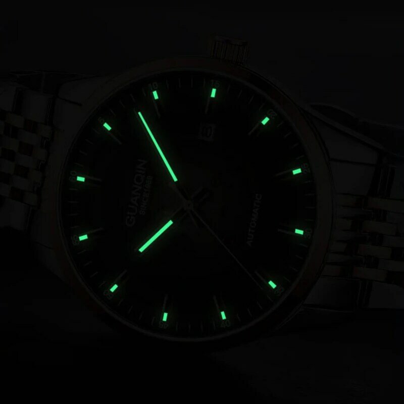 GUANQIN-Montre automatique à cadran transparent pour homme, montre-bracelet mécanique d'affaires, horloge étanche, nouveau, 2024