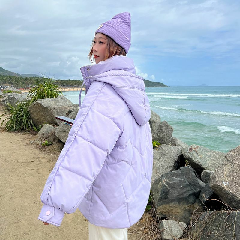 Mantel panjang katun bertudung untuk wanita, jaket parka longgar tebal hangat musim dingin 2023, mantel Waktu santai ramping untuk wanita