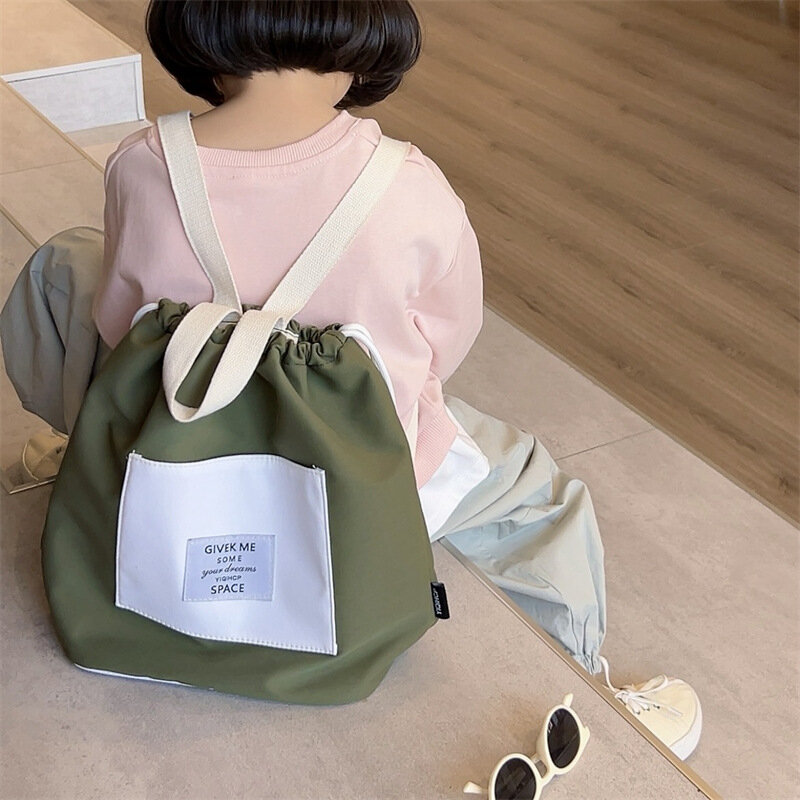 Mochila coreana com grande etiqueta para crianças, bolsa casual para criança, acessórios para bebê, mochilas escolares, 2024