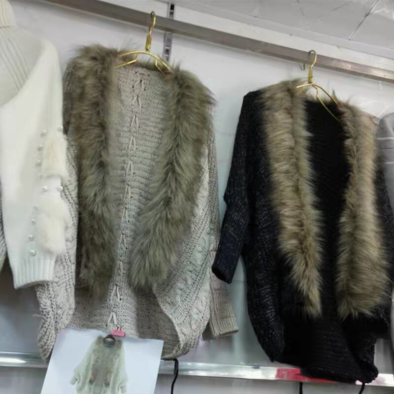 Cardigan donna cappotto maglione autunno e inverno nuovo stile donna maniche lunghe collo di pelliccia sciolto Cardigan lavorato a maglia Harajuku nuovo