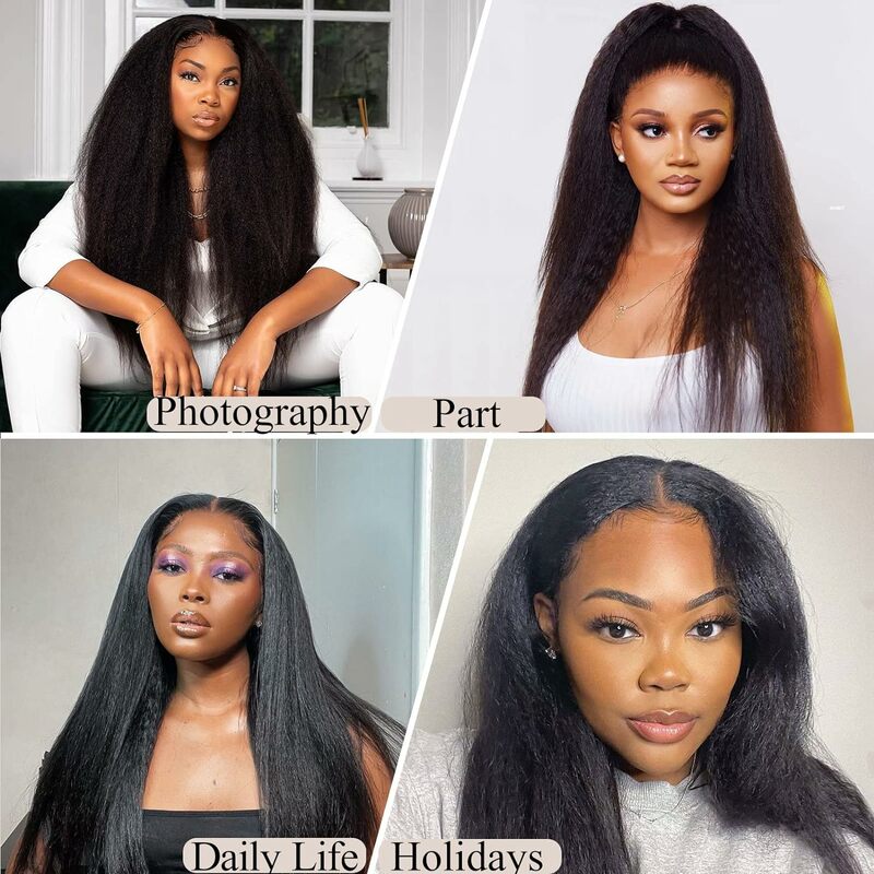 Yaki Kinky Straight Human Hair I Tip Microlinks Extensions Duble Drawn 100% Virgin Hair Fusion Hair Nail I Tip Natural Black