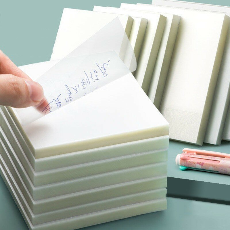 50枚の透明な粘着ノート防水ペットメモ帳ステッカー毎日リストノート紙学生オフィスステーショナリー