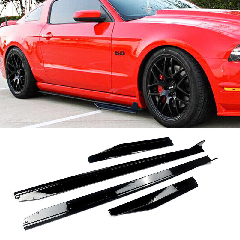 Side Skirts Compatible With 2016-2019 Chevrolet Mustang  Rocker Panel Extension Auto Parts Black 2016 2017 2018 2019