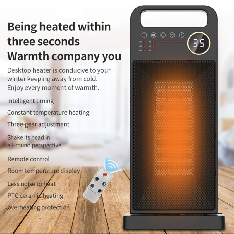 Портативный комнатный нагреватель вентилятора с дисплеем температуры, ЭЛЕКТРИЧЕСКИЙ КОМНАТНЫЙ нагреватель с 3 режимами, термостат, нагреватель, энергосберегающий, Прямая поставка