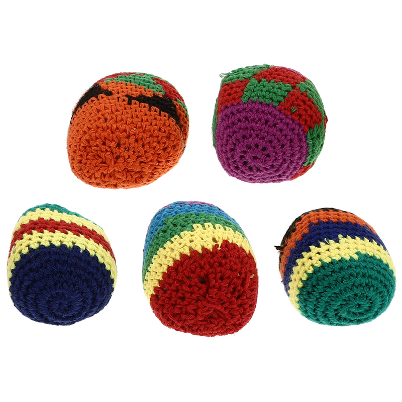 5 pezzi Hacky Balls Foot Bags palline da calcio tessute borse per piedi in filato intrecciato palle da calcio per divertimento interattivo e giochi all'aperto