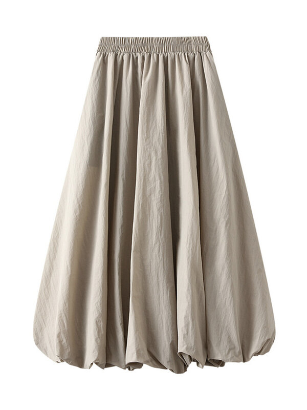 LANMREM modna jednolita kolorowa spódnica damska o średniej długości elastyczna spódnice z wysokim stanem wszechstronna 2024 wiosenna nowa odzież 2 aa5057