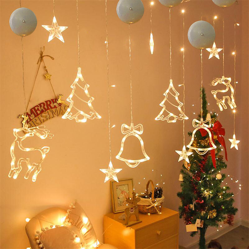 LED شفط كأس ضوء لعيد الميلاد الديكور ، ندفة الثلج ، معلقة ، نافذة ، المنزل ، السنة الجديدة ، 2023