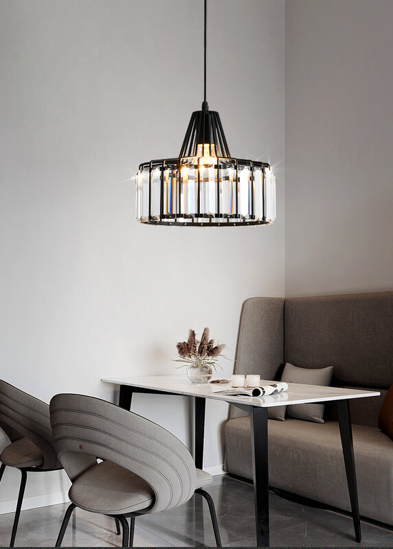 Mini lámpara colgante de techo de lujo, accesorios de iluminación ajustables, cristal negro/dorado, moderno, comedor y baño