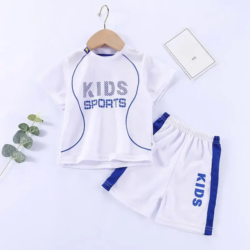 Children's Solid Color Short Sleeved Ball Suit Set Boys Girls Sportswear Quick Drying and Breathable Children's Sportswear Set