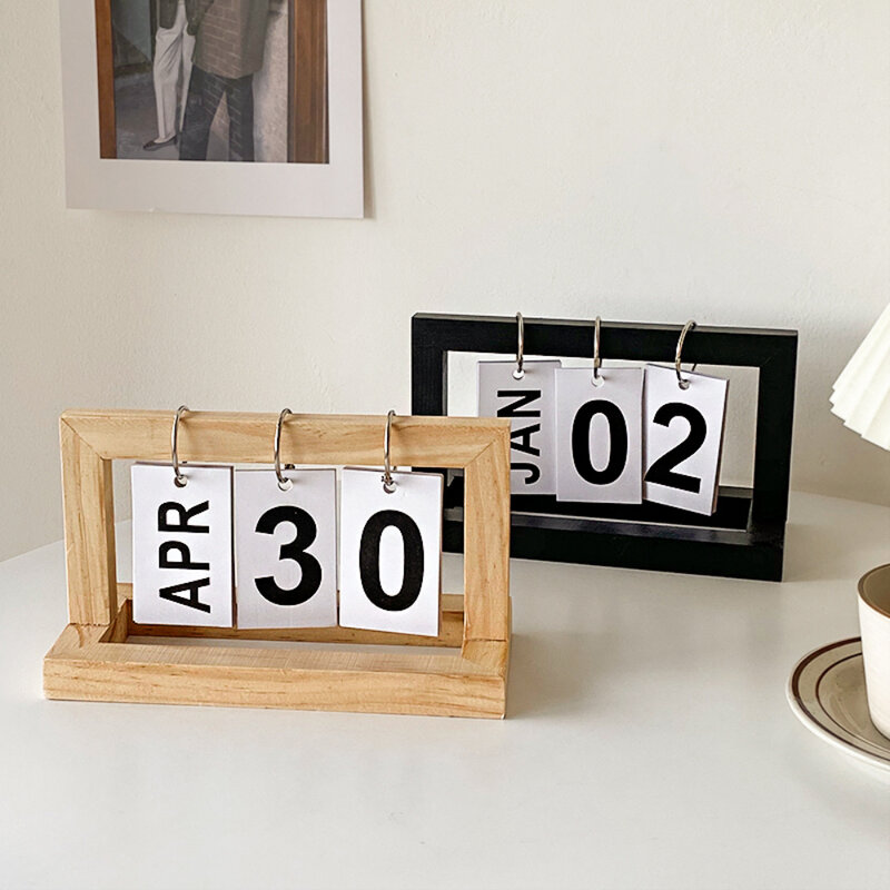 【Calendar】Wooden desk calendar 2023 calendar small ornaments desktop decoration office creative countdown sign minimalist mini