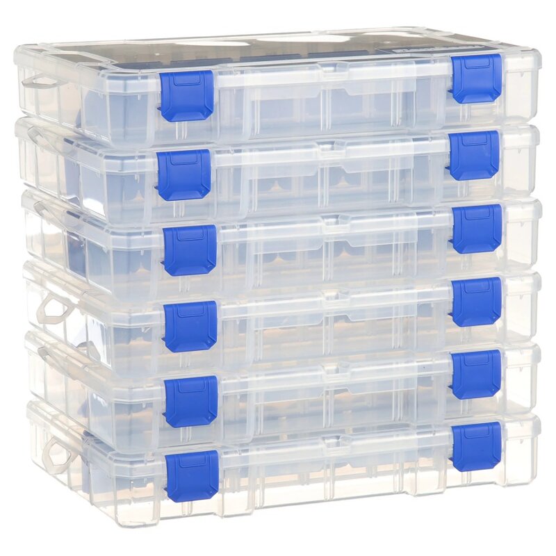 Flambeau Outdoors, 4007 Tuff Trainer,  24 Compartments, 6 Pack, Clear, 11 inches, Fishing Tackle Box
