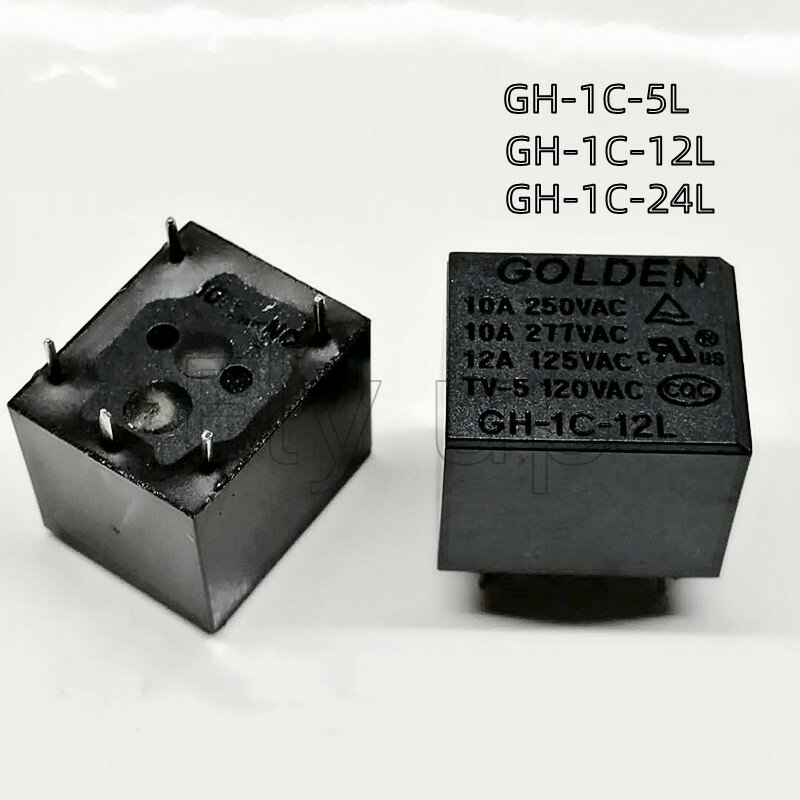 รีเลย์ GH-1C-5L ใหม่10ชิ้น/ล็อตของแท้100% 12VDC GH-1C-24L 24VDC GH 24L 1C 5พิน12A 5V 12V 24V