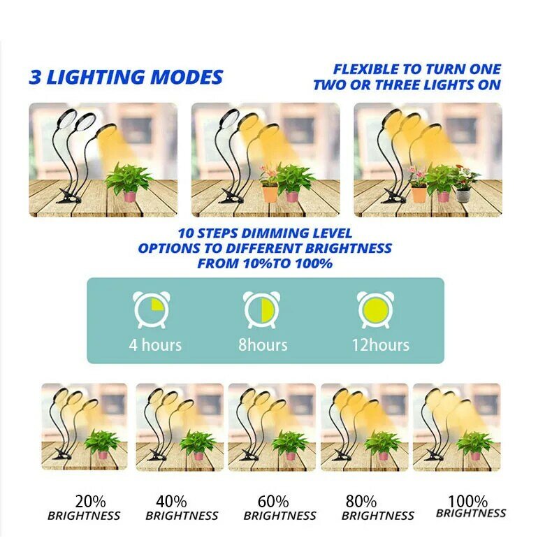 Timer USB LED coltiva la luce solare spettro completo cultivo pianta fiore crescente phytolamp deck Clip Phyto lampade serra da interno