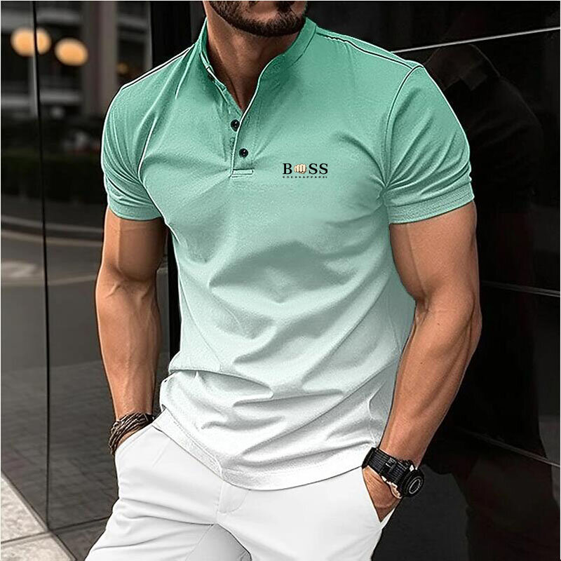 Men's casual short-sleeved polo shirt Fashion lapel zipper shirt men's breathable polo shirt