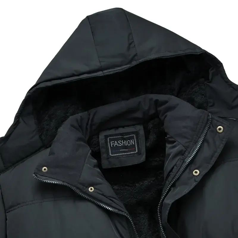 メンズ防水フリースフード付きジャケット,単色,暖かく,大きくて厚い,カジュアル,アウトドア,ファッショナブル,新しい冬