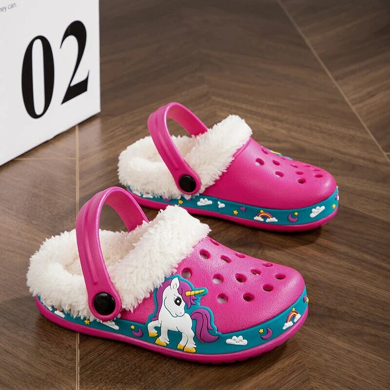 Pantofola invernale per bambini in cotone zoccoli per neonato stampa per escavatore di cartoni animati comode scarpe da casa per interni più sandali caldi per neonato