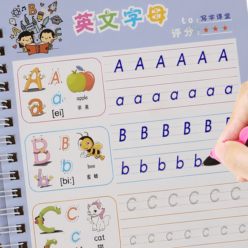 Zahlen 0-100 wieder verwendbare Lern zeichnung Englisch Copybook 3D Kalligraphie Mathe Buch Bildung für Kinder Brief Praxis Spielzeug Geschenke