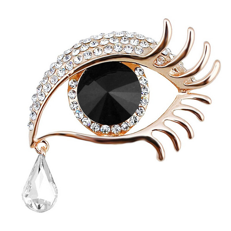 Waterdrop bros mata kristal Enamel, hadiah pin bros kasual Kantor mata 4 warna berlian imitasi untuk wanita