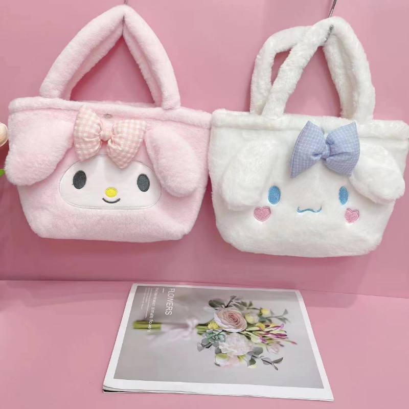 Sanrio-Bolso Kawaii Hello Kitty para ordenador portátil, bolsa de mano de felpa Kuromi My Melody, Pochacco, de viaje, Cinnamoroll