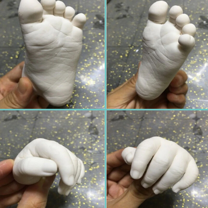 Set Model Cetak Kaki Tangan 3D DIY Cetakan Plester untuk Bayi Pasangan Pernikahan Cetak Tangan Kit Cetak Kaki Souvenir Bayi Tumbuh