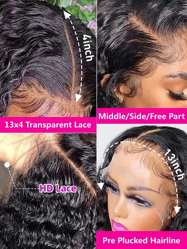 Gelombang air 13x6 HD Wig Frontal 13x4 360 Wig rambut manusia depan renda penuh untuk wanita 30 34 inci Wig Frontal gelombang dalam longgar